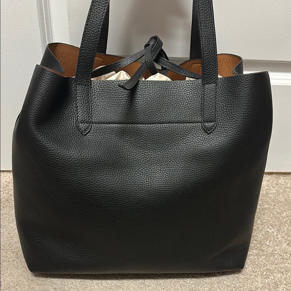 NEW Cuyana Black Leather Tie Tote Bag